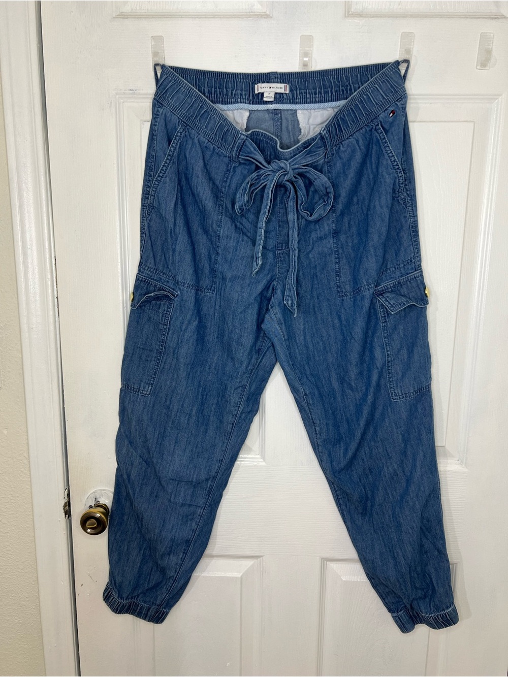 Tommy Hilfiger Women Indigo Denim Cargo Jogger Jeans size M